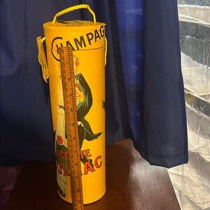 Vintage Yellow Champagne Bottle Gift Tube Vicomte de Mouliac